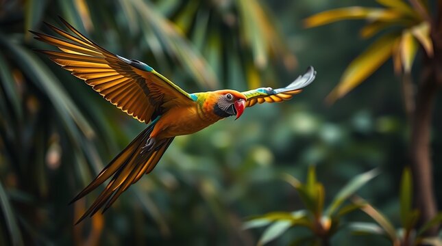 Flying parot in the Jungle