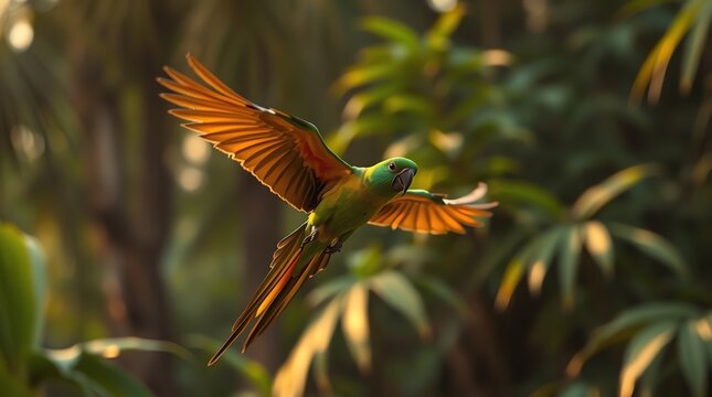 Flying parot in the Jungle