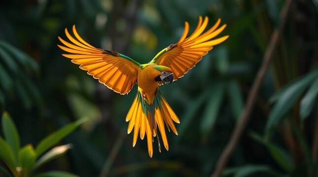 Flying parot in the Jungle