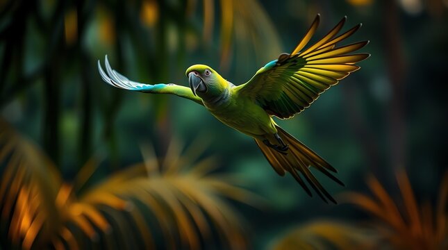 Flying parot in the Jungle