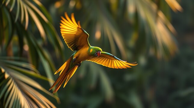 Flying parot in the Jungle