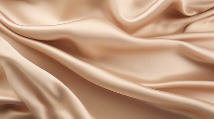 Obraz premium Luxurious Smooth Beige Fabric Drapery with Light Brown Tones Showcasing Soft Creases and Elegant Flow, Ideal for Various Design Projects