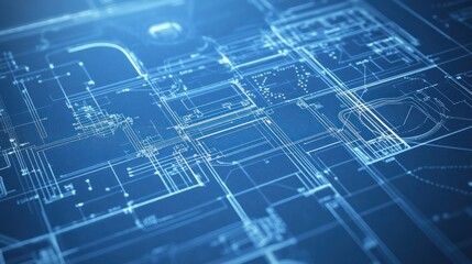 Abstract digital blueprint of a building.