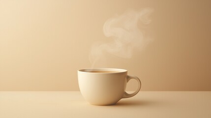 Obraz premium Elegant coffee cup with steam rising in a minimalistic setting