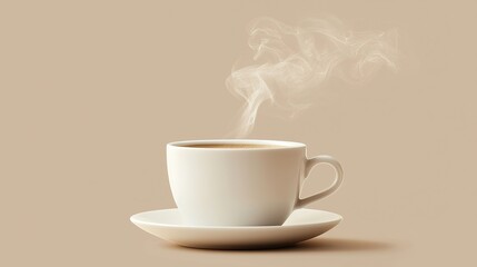 Obraz premium Elegant coffee cup with steam rising in a minimalistic setting