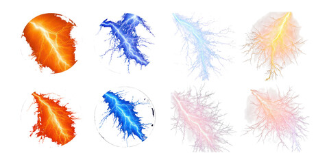 Dynamic Lightning Effects Collection,PNG set collection, isolated on transparent background