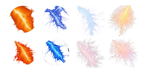 Dynamic Lightning Effects Collection,PNG set collection, isolated on transparent background