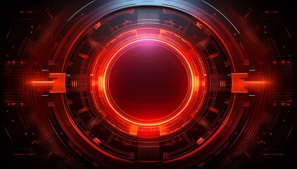 Obraz premium Creative digital tech circle on dark background concept with copy space for design