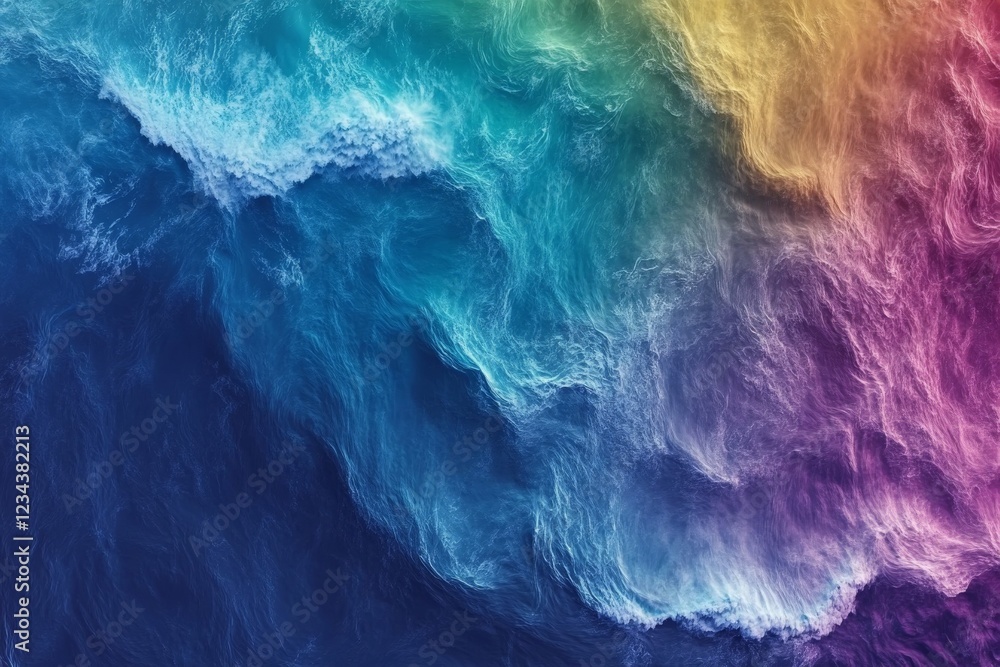 Aufkleber vibrant swirling colors of ocean waves at sunset create a mesmerizing abstract pattern in the water