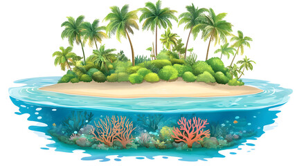 Obraz premium Tropical Island Paradise with Coral Reefs