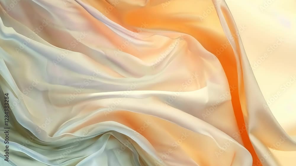 Poster fluid movements of silky materials blend various hues, creating a harmonious visual experience. this