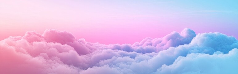 Fototapeta premium A light and soft panorama featuring a stunning sunset sky adorned with pink clouds