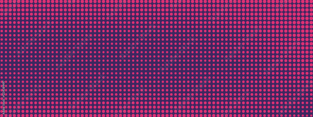 Poster pink and purple halftone polka dot gradient background. doteed pixel texture overlay. pop art style 