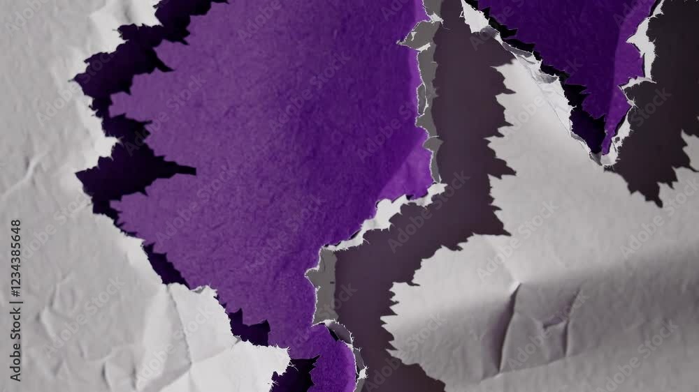 Aufkleber a close-up of layered torn purple and white paper revealing ragged edges and subtle shadows, creatin