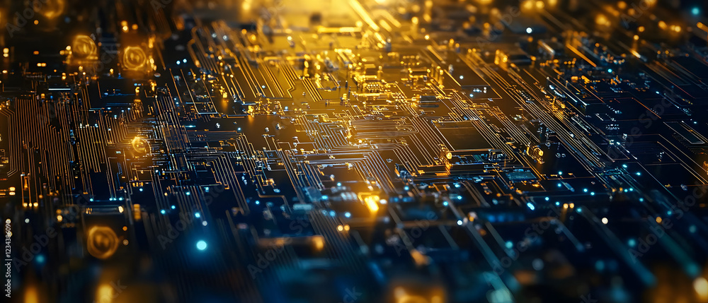 Poster abstract circuit board futuristic technology processing background