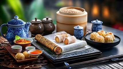 delicious dim sum & chinese tea set - authenticity