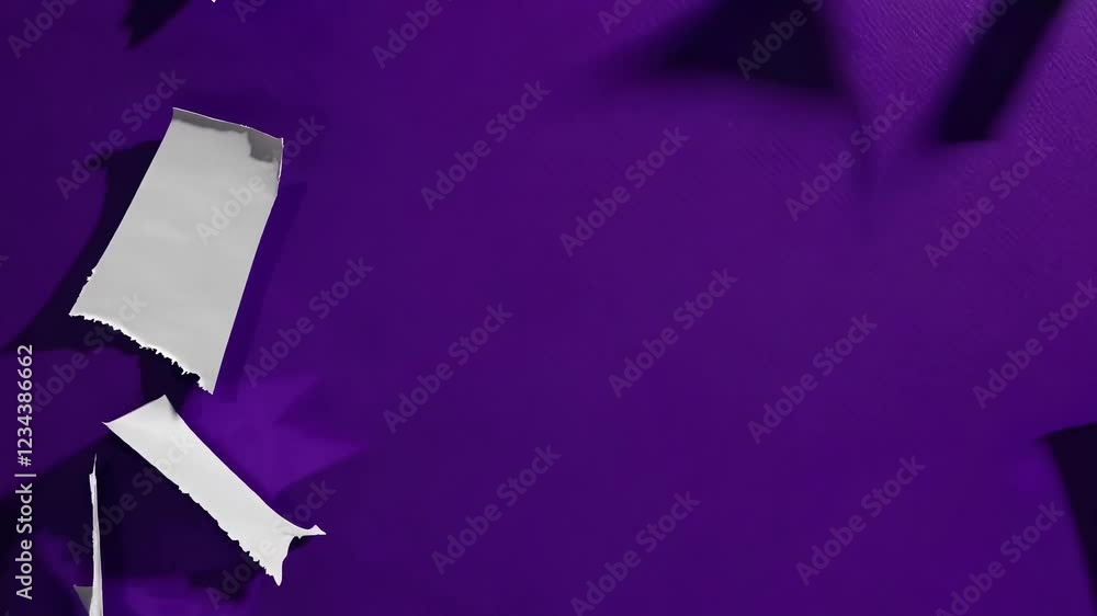 Aufkleber a close-up of layered torn purple and white paper revealing ragged edges and subtle shadows, creatin