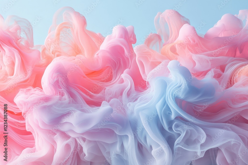 Aufkleber Colorful swirling patterns create an ethereal atmosphere in a soft pastel gradient