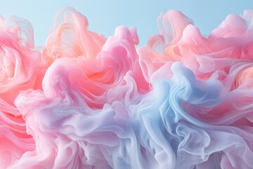 Colorful swirling patterns create an ethereal atmosphere in a soft pastel gradient