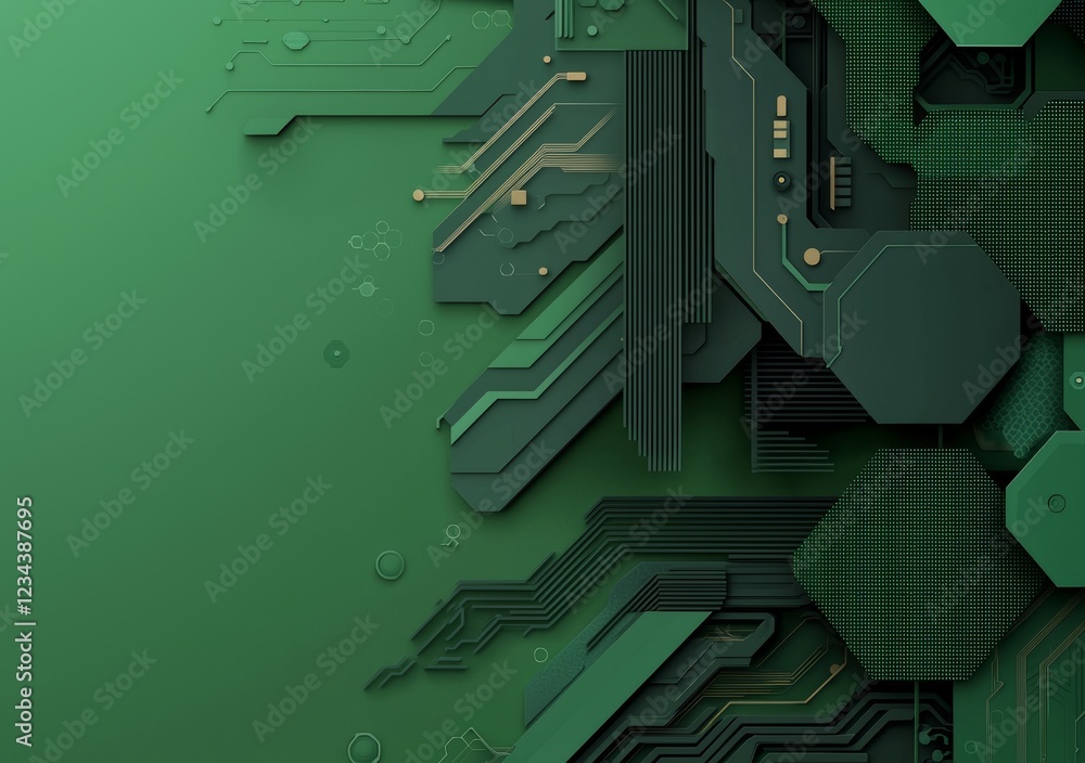 Poster a geometric hexagon pattern displayed on a green background with lighting effects