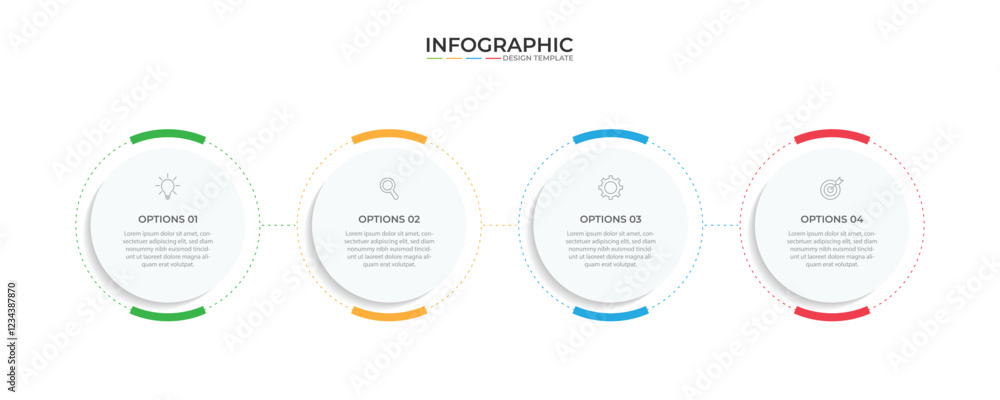 Wall mural minimal business infographics template. timeline with 4 steps, options and marketing icons .vector l