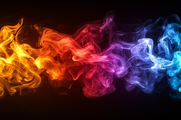 Obraz premium Colorful smoke waves blending in vibrant hues against a dark background