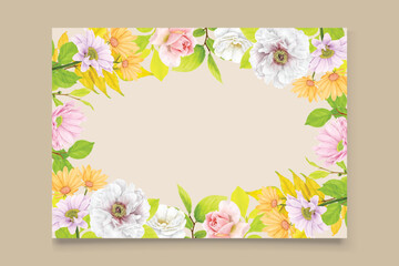 watercolor floral summer wedding invitation card set