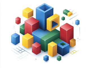 Obraz premium Colorful geometric shapes arranged in a playful, abstract design.