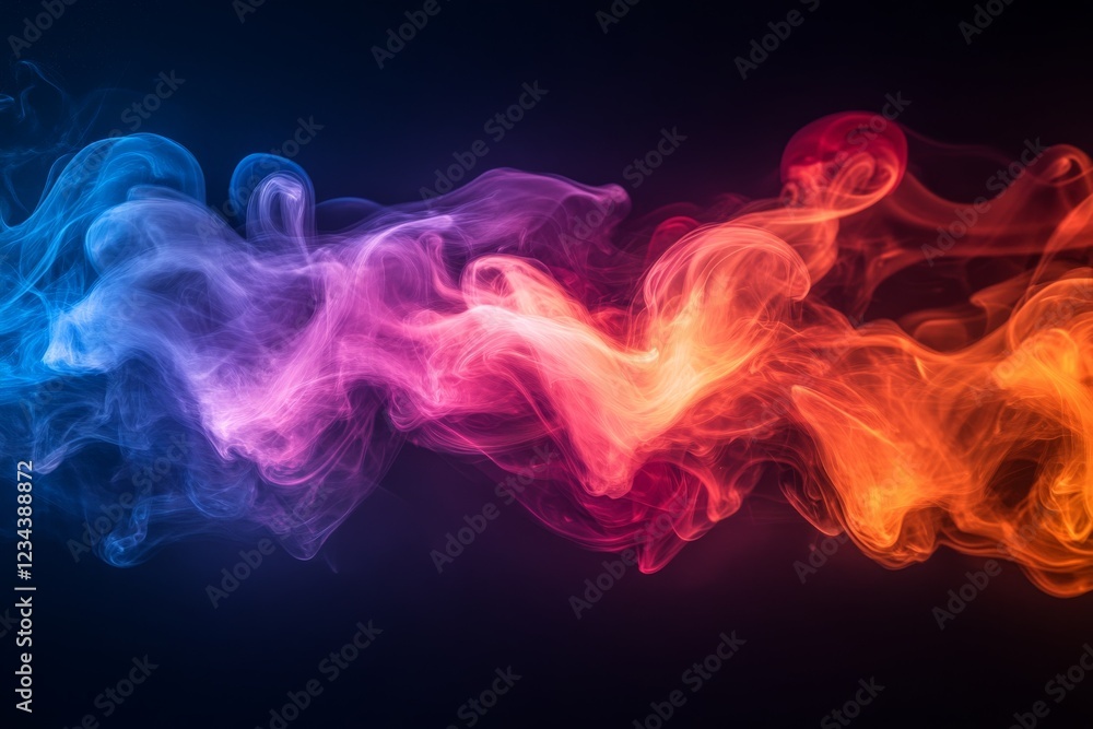 Aufkleber colorful smoke waves swirl against a dark background creating an abstract visual effect in vibrant h