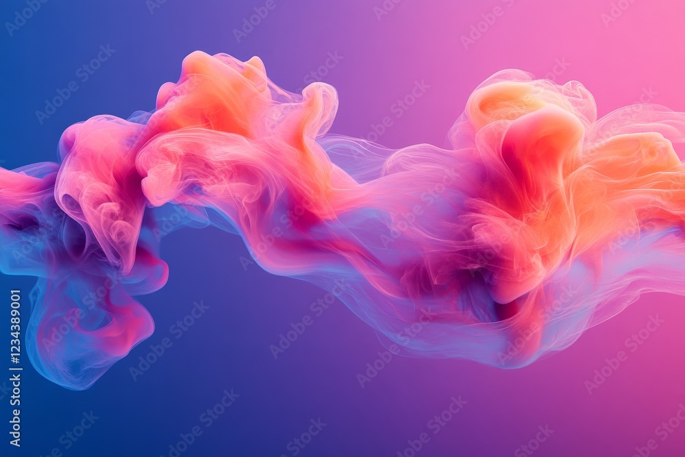 Poster colorful abstract smoke swirls against a vibrant gradient background illustrating fluid movement and