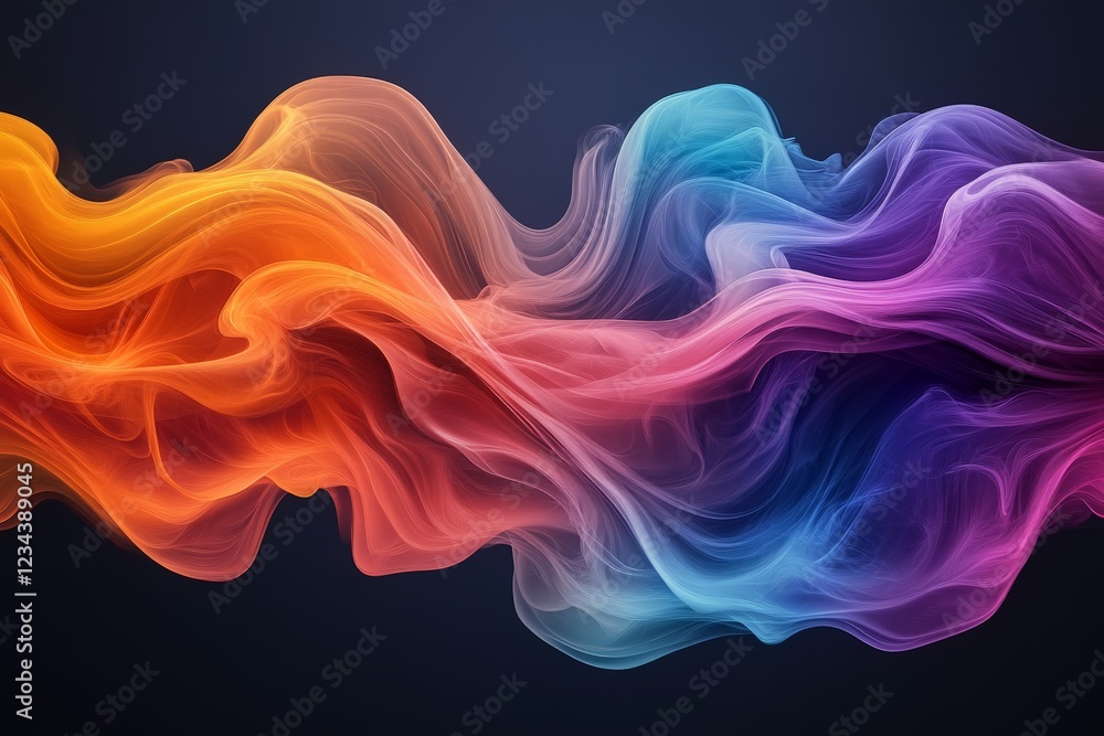 Poster Colorful abstract waves flow smoothly in vibrant patterns against a dark background showcasing artistic motion