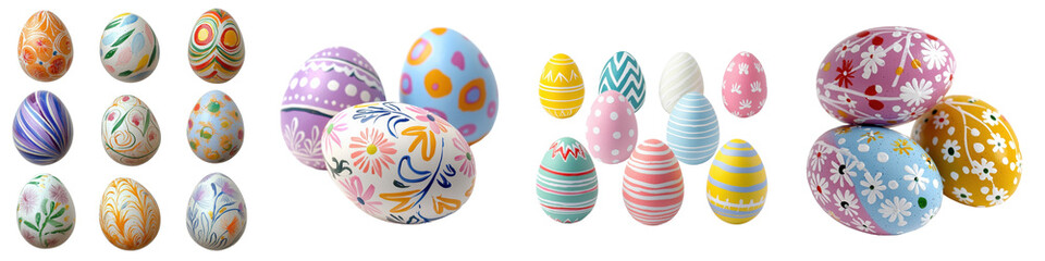 Colorful decorated eggs arranged beautifully for a festive celebration during springtime event