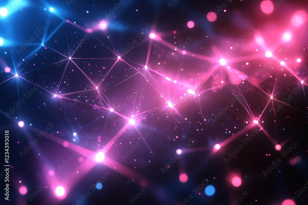 Aufkleber Colorful abstract network of lights and connections in a dark background representing digital technology and communication