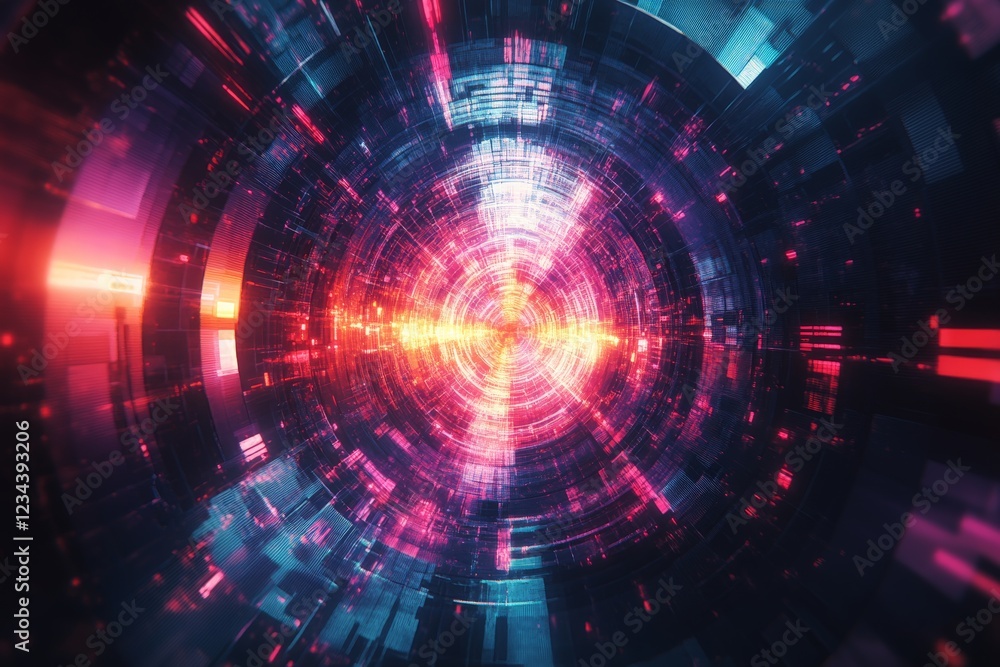 Aufkleber Vivid abstract digital artwork showcasing vibrant colors in circular patterns that create a dynamic visual effect