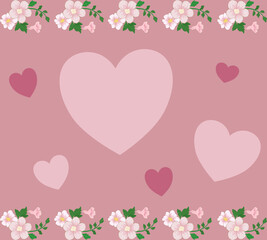 Romantic Valentine's Day background with soft pink hearts and delicate floral decorations. Aesthetic and elegant design, perfect for love-themed invitations, wedding cards, and romantic celebrations.