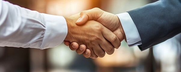 Obraz premium Businessman Shaking Hand With Male Candidate