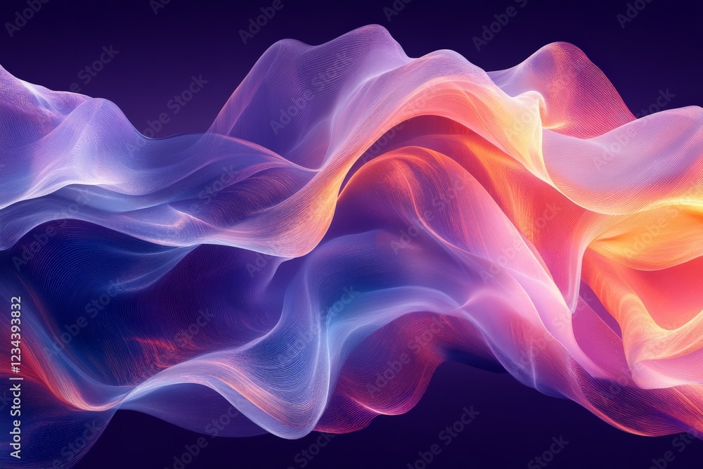 Poster colorful abstract waves flow gracefully in a vibrant display of light and energy