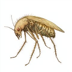 Fototapeta premium Detailed Illustration of a Realistic Mosquito with Intricate Features and Textures Against a Clean Background