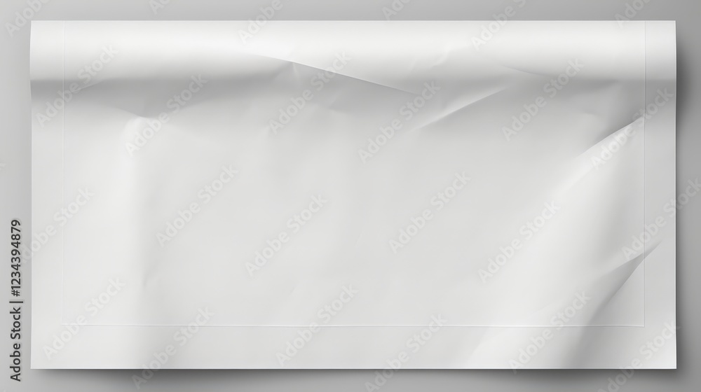 Poster crumpled folded blank sheet of paper on transparent background ideal for creative design and present