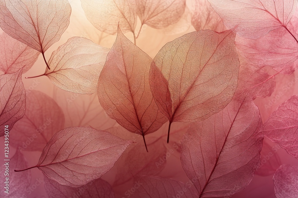 Leinwandbilder delicate layers of translucent leaves create a soft and calming backdrop in gentle hues of pink and 