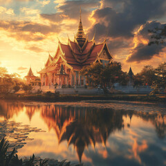 Obraz premium Images in literature about temples in Thailand
