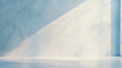 Serene Light Blue Interior Wall with Soft Shadow and Minimal Design