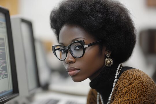 African American Programmer Woman Coding