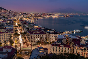 Fototapeta premium Cityscape of Napoli, Italy. Vesuvio in the background.