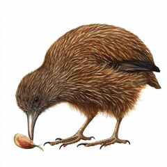 Fototapeta premium Detailed Illustration of a Kiwi Bird for Wildlife and Nature Enthusiasts, Capturing Unique Features and Natural Habitat