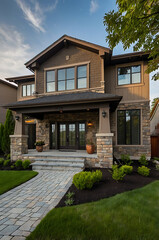 Luxury Modern Home Exterior: Stone and Wood Architecture Design