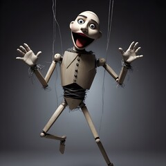 A puppet controlled by invisible hands, struggling to break free