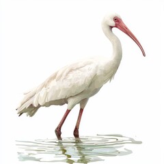Obraz premium Elegant white bird standing in calm water creating serene natural environment with reflections and soft colors in peaceful setting