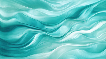 Fototapeta premium Abstract turquoise and white flowing waves background creating dynamic texture