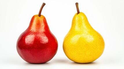 Fresh Red and Yellow Pears Isolated on White Background